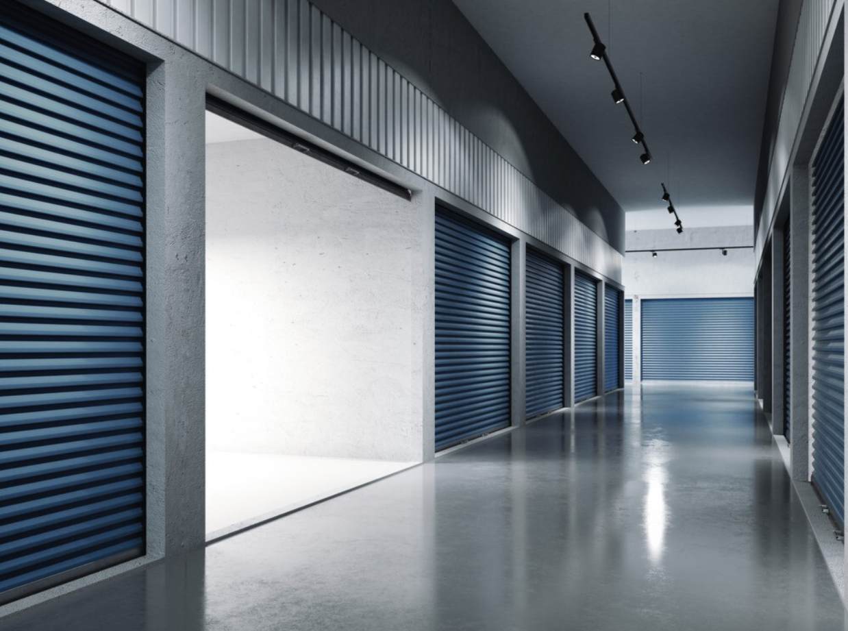 Indoor units in a storage facility.