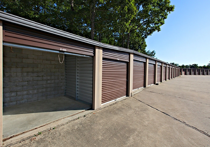 Westlake Self Storage medium outdoor storage unit with brown open rollup door