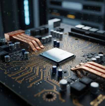 A macro shot of a high-end motherboard shows golden circuit paths vulnerable to damage from Mid-Atlantic humidity.